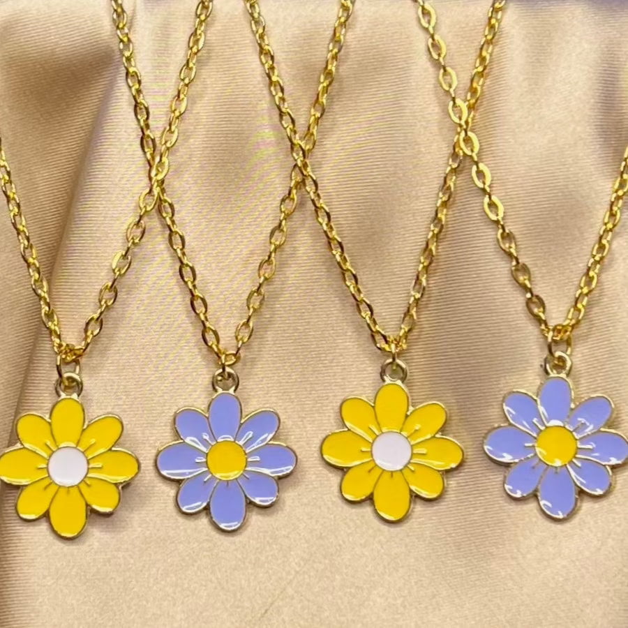 14K Yellow Gold Turquoise Daisy Flower Necklace – LTB JEWELRY